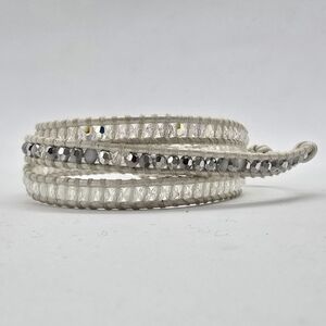 Chan Luu White and Silver Crystal Wrap Bracelet